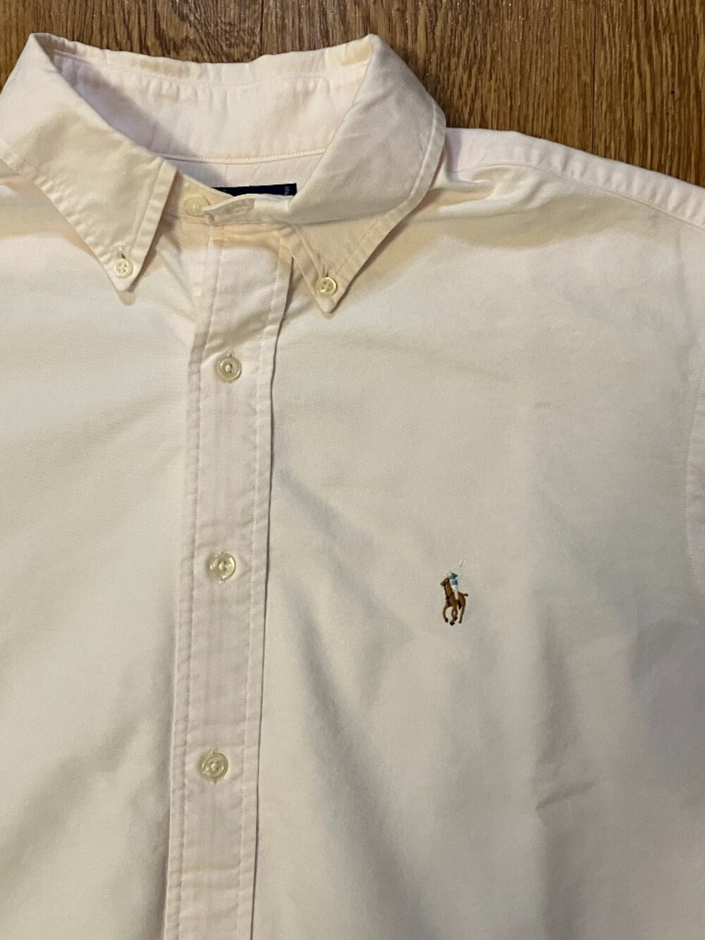 Vintage Polo Ralph Lauren Oxford Shirt Pale Pink Flesh Pony Cotton 16.5 36 XL - Picture 3 of 9